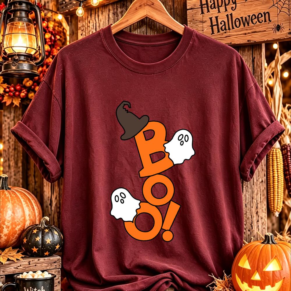 Halloween Theme Letter Print Graphic Print T-shirt Women Fashionable Comfortable Breathable Soft Casual Sports Short Sleeve Cotton T-shirt