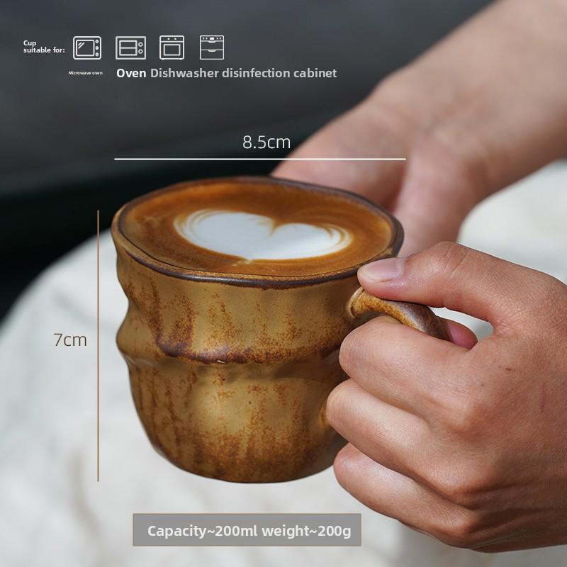 

BEPAN Vintage rough earthenware coffee cups, household ceramic cups, handcrafted aged mugs 201-300ml