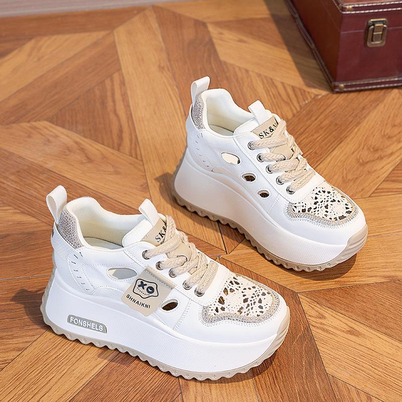 

2025 summer new fashion platform Forrest Gump increase trend leather versatile women s casual shoes sports shoes 34 абрикосовый