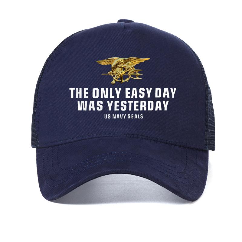 

New Navy Seals The Only Easy Day Was Yesterday Men hat outdoor Tactical Shooting Baseball Cap summer breathable Mesh cool hats Adjustable темно-синього кольору