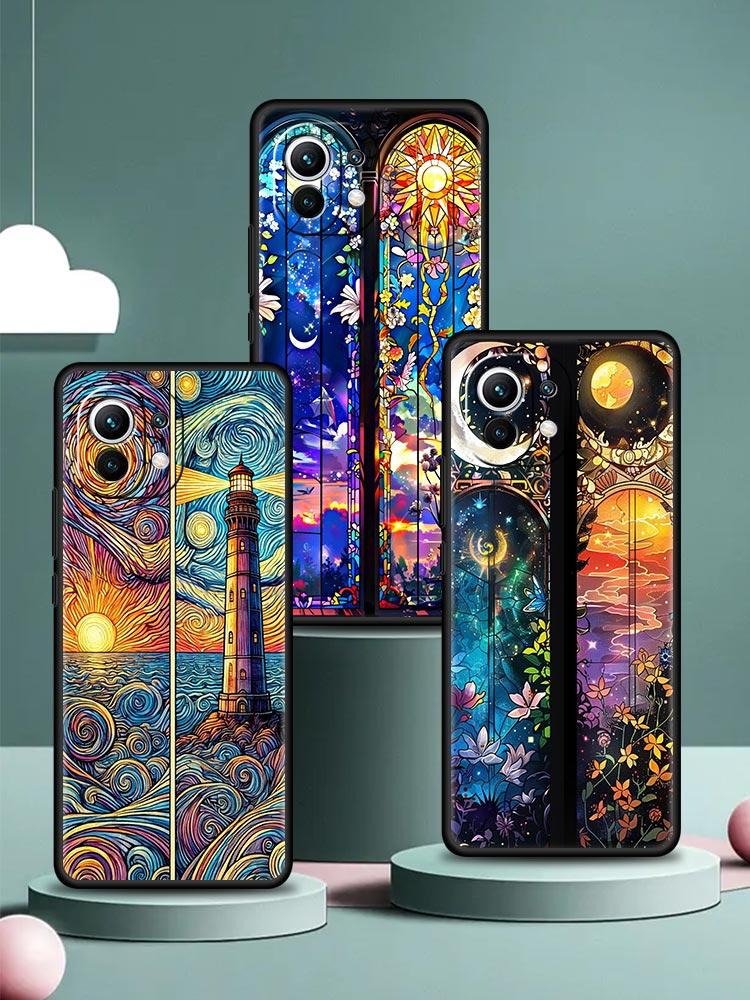 Beautiful Sun Moon Glass Phone Case Cover for Xiaomi Mi 17 15 14 13 12 11 Ultra 15T 14T 13T 12T 11T Pro Lite 5G Soft TPU Shell