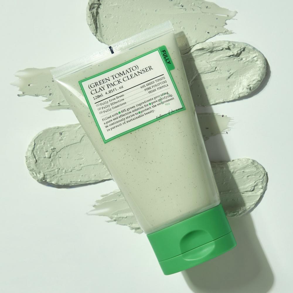 Fully Vegan Green Tomato Clay Pack Cleanser 120ml – Pore Care, Sebum Control, Korean 120ml