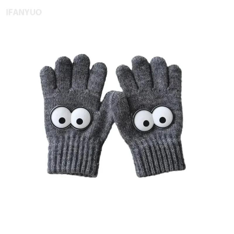3-7Y Autumn Winter Children's Funny Gloves Autumn Winter Boys and Girls' Fingered Warm Knitted Woolen Five Finger Baby Gloves