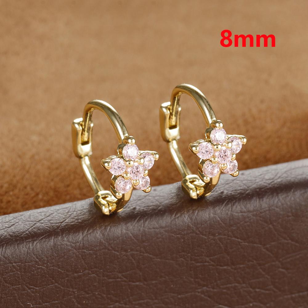 2 Stück Huggies Creolen für Damen Einfach Edelstahl Kleiner Kristall Zirkonia Knorpel Blume Ohrringe Piercing Schmuck
