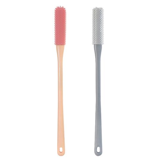 Toe Gap Cleaner Foot Scrubber Long Handle Soft Silicone Bristles for Exfoliation & Dead Skin Removal Ergonomic Grip Foot Brush for Shower Travel