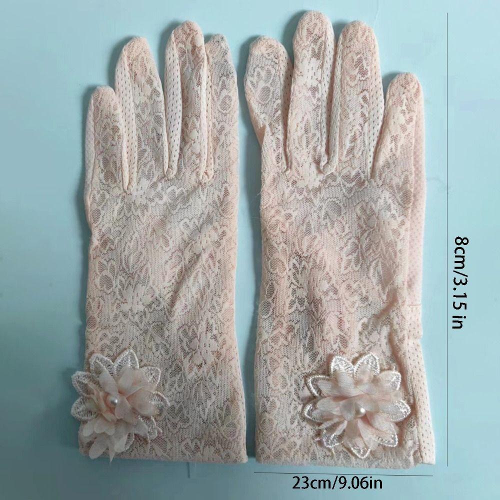 Anti-skid Women Sun Protection Gloves Lace Full-finger Design Ice Silk Lace Gloves Sunscreen Thin Material