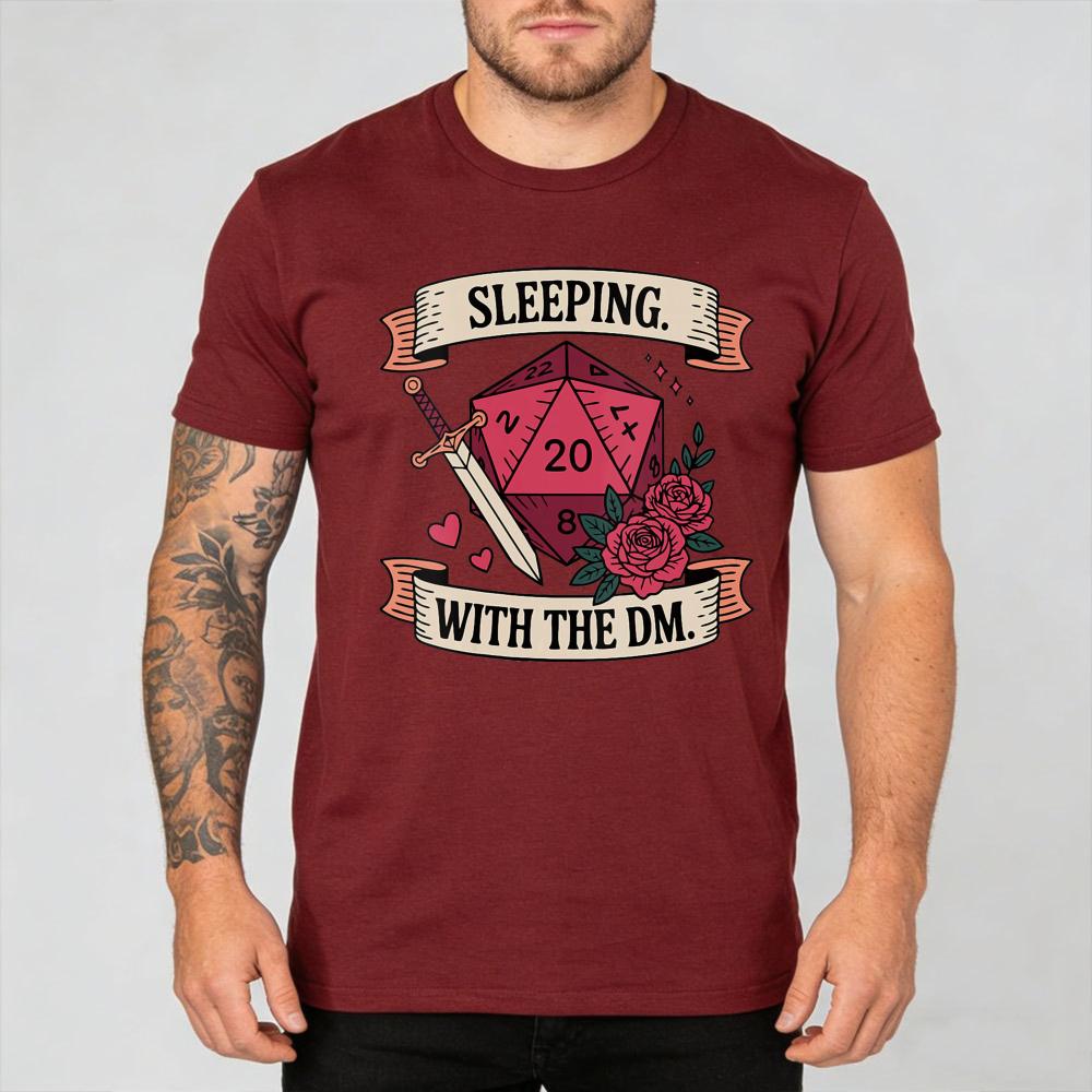 Sleeping With The Dm Floral Sword Art Print Tshirt Unisexs Funny Dd Gaming Short Sleeve Dungeons Dragons Theme Series Top