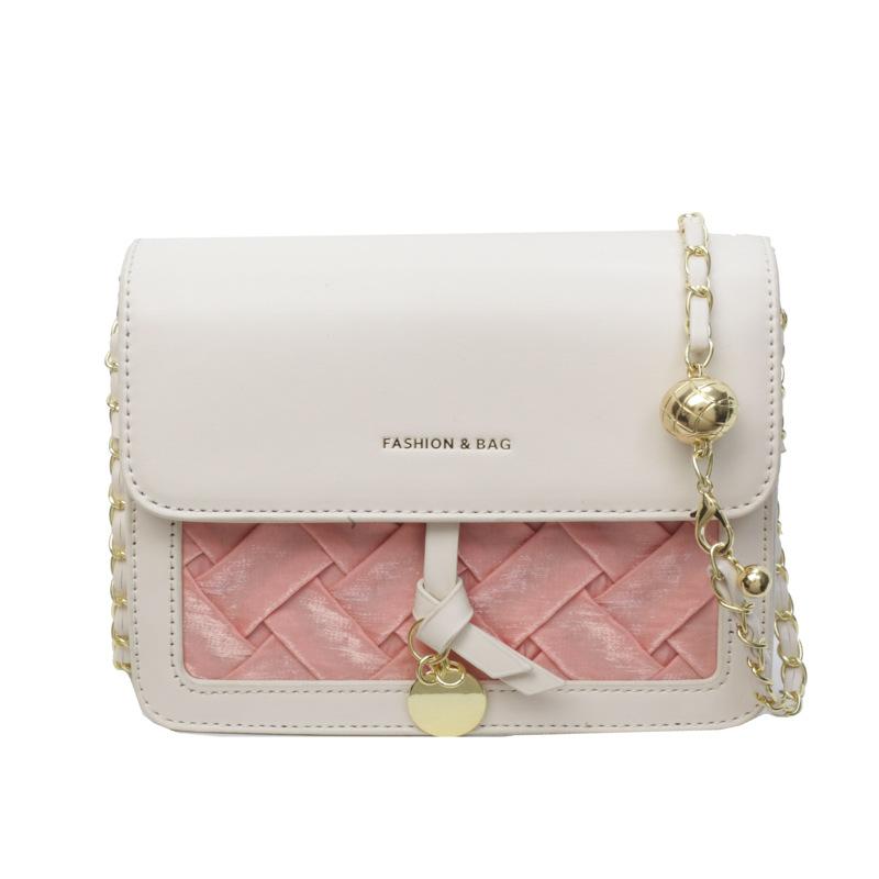 Premium Sinn für leichte Luxus Kontrastfarben Design Sinn gewebte kleine quadratische Tasche Damen Pendeln Temperament einfach Nische Kette Umhängetasche