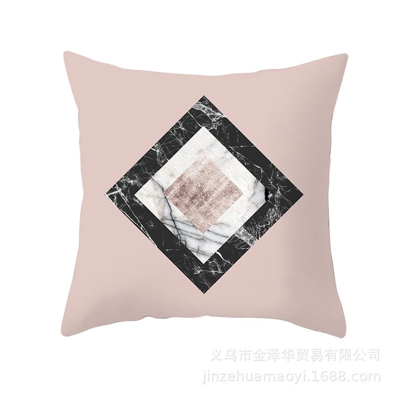 Modern Simple Pillow Cover Office Cushion Cover Pink Geometric Print Cushion Home Furnishings Home