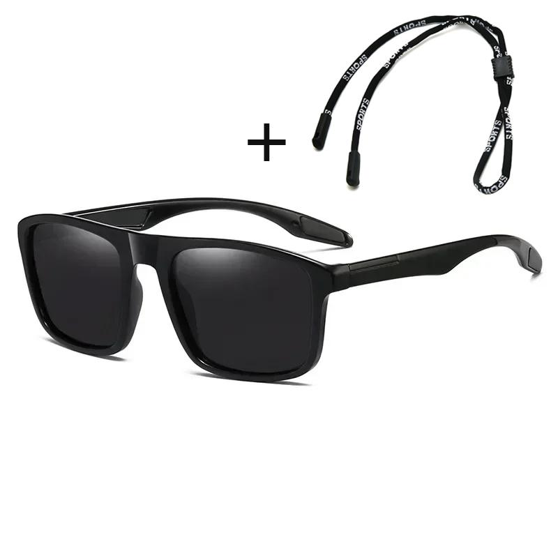 Unisex Polarized Sunglasses With Rope Trendy Women Men Vintage Outdoor Sun Glasses Fashion Uv400 Riding Goggle Shades