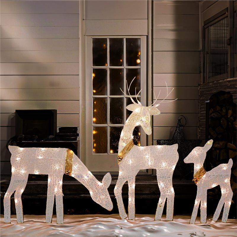 Premium-3-Piece Lighted 2D Reindeer Family With 60 L, Bright Christmas Outdoor Decoration, Pre-Lit Light Up Deer Set,For Yard