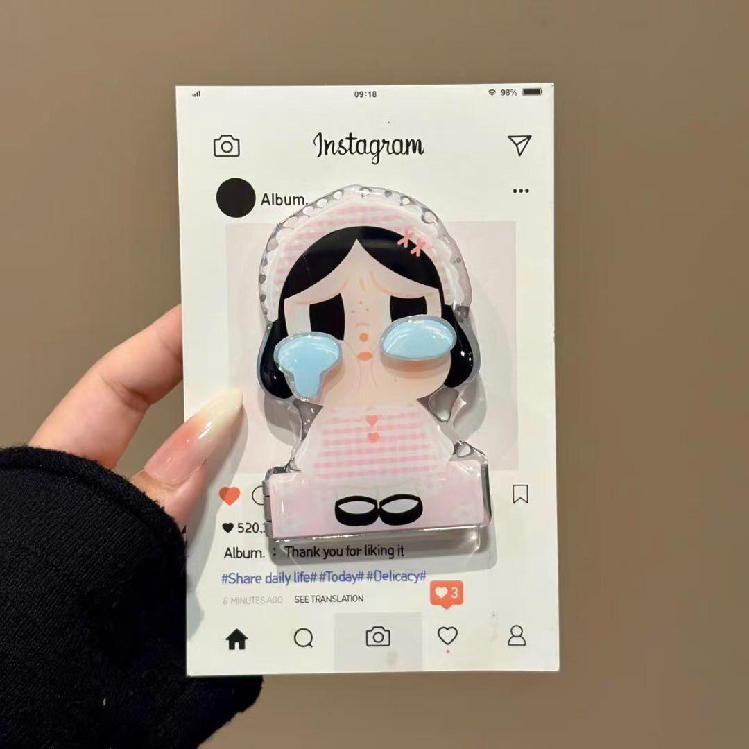 3D Crying Doll MagSafe Compatible Phone Holder: Retractable, Foldable, Strong Magnetic Grip - Women s Trend.
