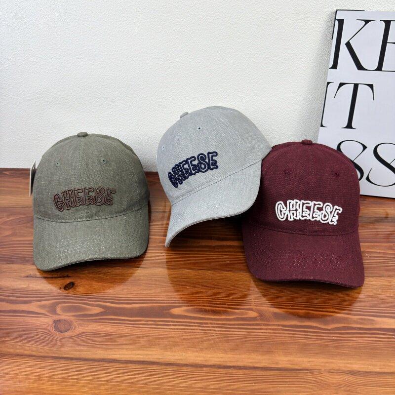Spring and summer retro versatile letter embroidered baseball cap women's new curved brim cap showing face small sun hat