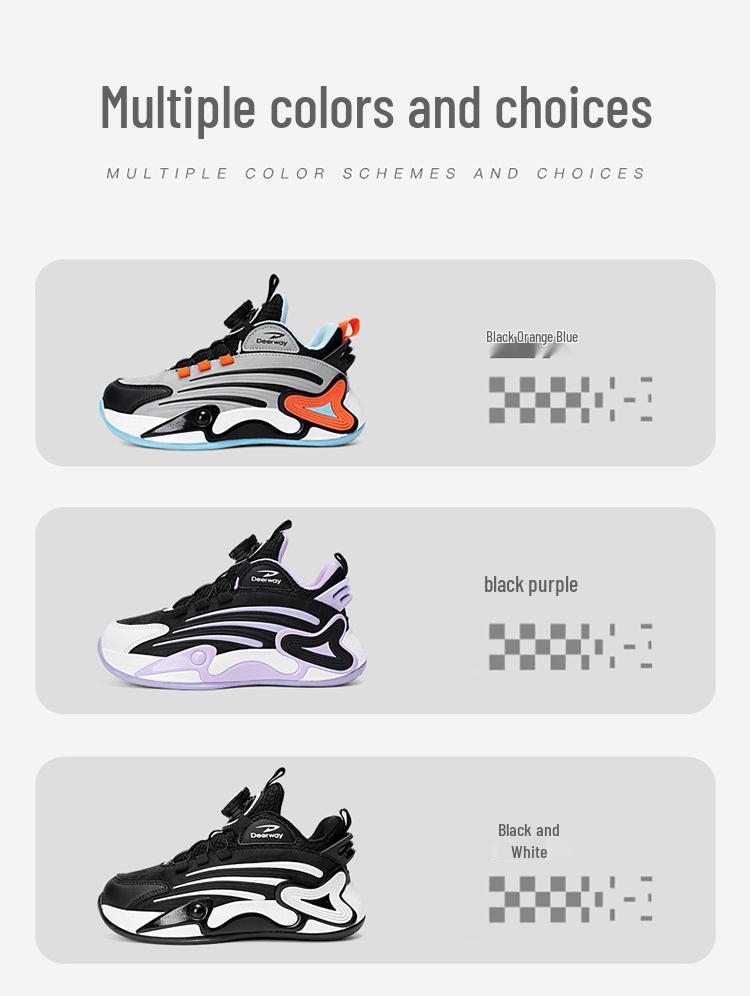 Delhui Girls' Waterproof Leather Sports Shoes, Sizes 28-39, Casual Basketball Style D6631