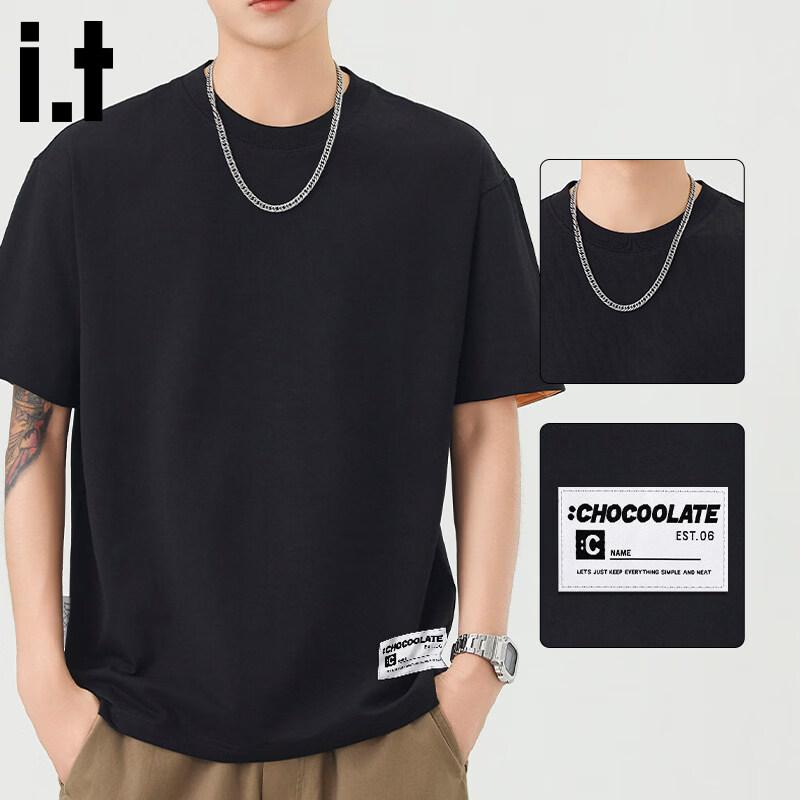 :CHOCOOLATEit Men s Solid Color Heavyweight Round Neck Short Sleeve T-Shirt XL