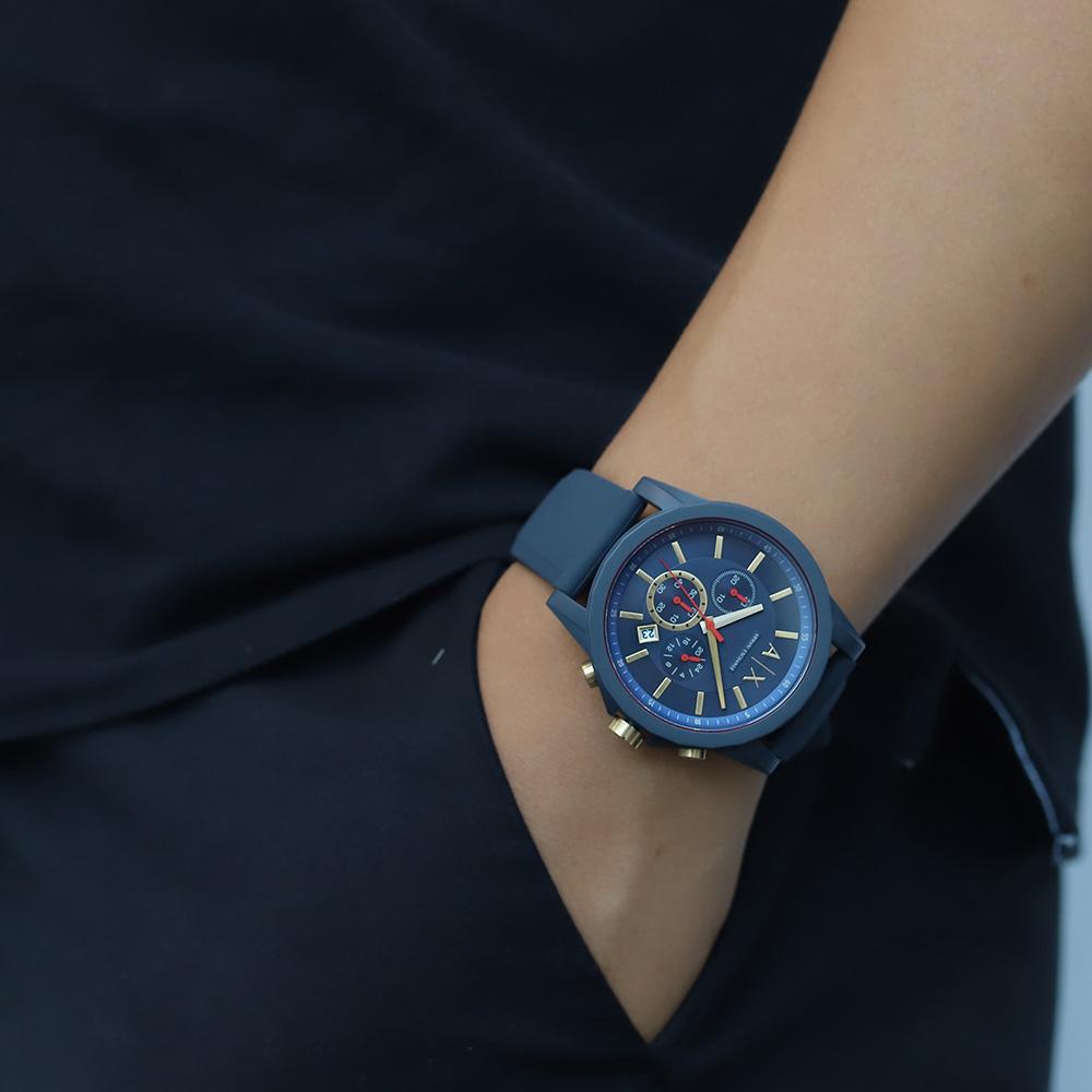 ARMANI EXCHANGE Wrist Watch Quartz Movement Silicone Strap Blue Dial Men's Watches AX1335 AX1335