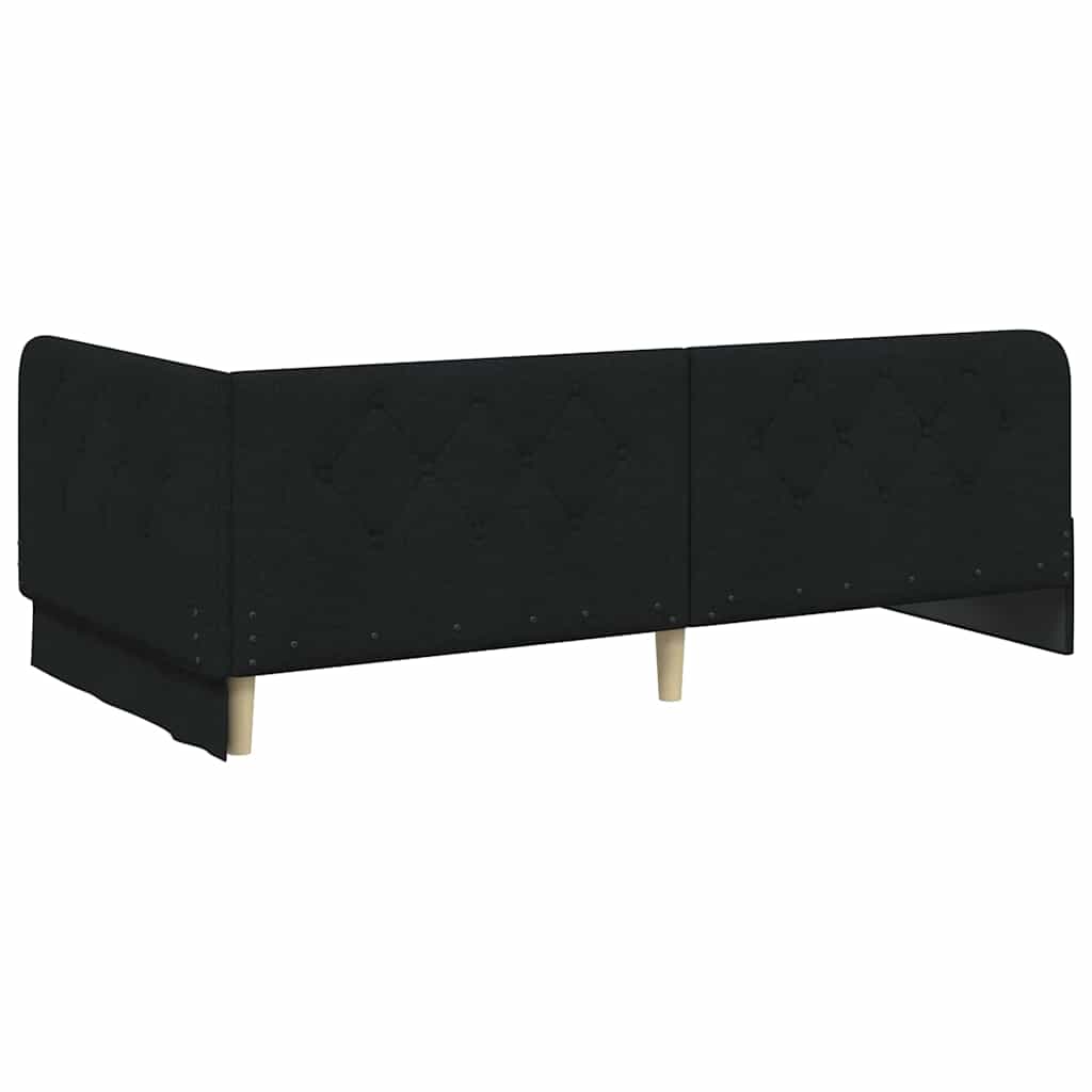 L Shaped Corner Bed Frame Black 90 X 190 Cm Fabric