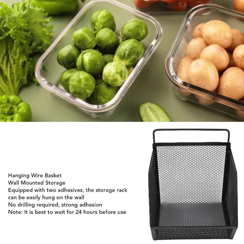 Hangende Draadmand 13,2x10x15cm Zelfklevende Metalen Kleine Draad Opbergmand voor Keuken Badkamer Slaapkamer