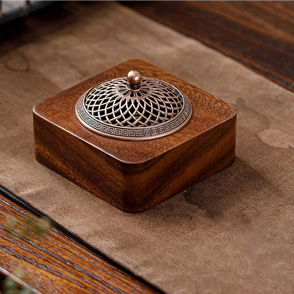 Solid Wood Pan Incense Burner, Indoor Aromatherapy Burner With Sandalwood Incense, Tea Ceremony ,prayer rooms, yoga Decoration