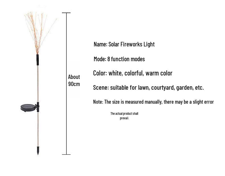 Solar LED Fireworks String Lights - Copper Wire Lights for Christmas, Festival, Courtyard, and Lawn Decor.