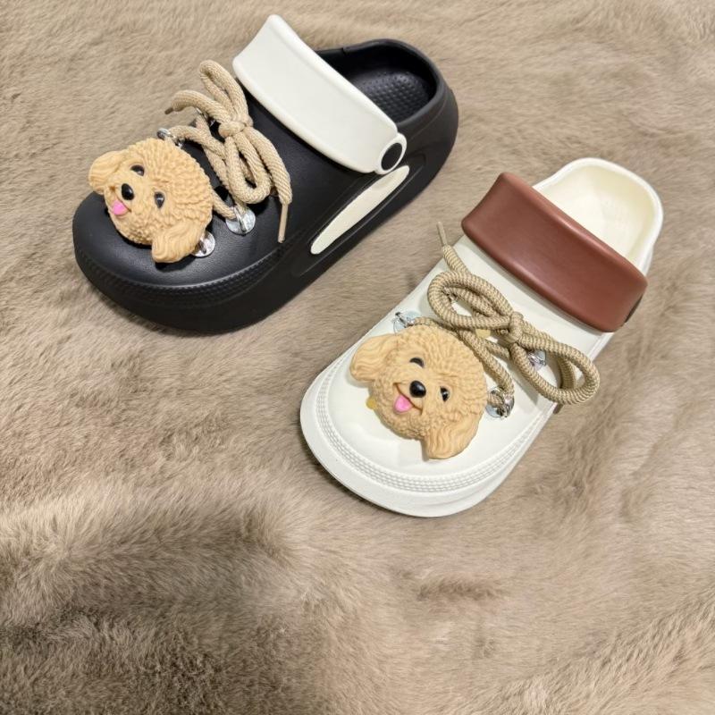 Cartoon puppy small cloth eva hole shoes women's outer wear parent-child versatile soft sole non-slip bag head sandals couple