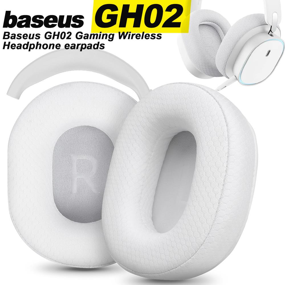 Earpads for Baseus GH02 White Earphone Pads Gaming Wireless Replacement Headphones Earmuffs Mesh Cloth Memory Covers Sponge