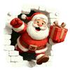 3D Holiday Wall Stickers Christmas Santa Stickers, Claus Reindeer Break-Through Self-Adhesive Decorative Window Film Decal, Removable for Living Room
