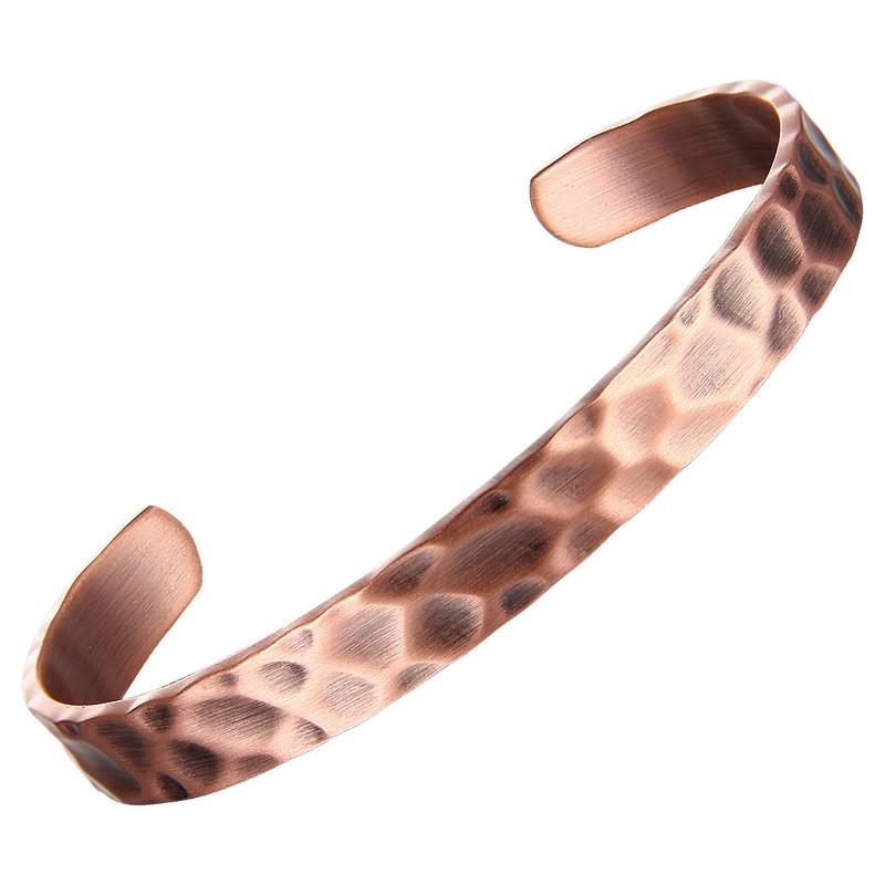 Copper Magnetic Bracelet With Hammered Texture Vintage Style Unisex Design 99.99% Pure Daily Wear 99.99% Pure Copper