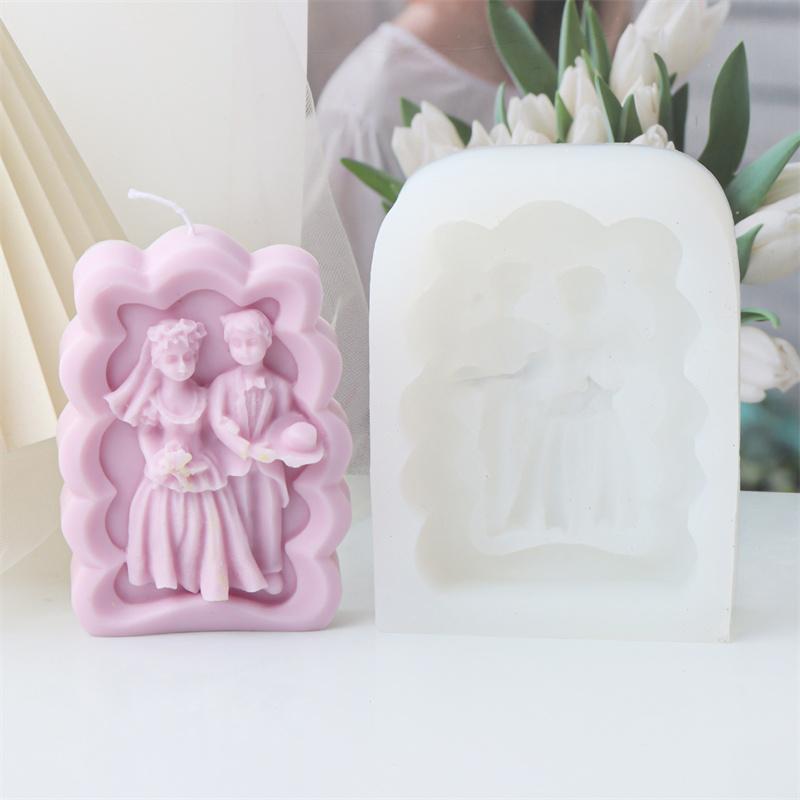Wedding Couple Silicone Candle Soap Mold DIY Valentine's Day Wedding Dec Ornament Celebration Party Embellishments Mould