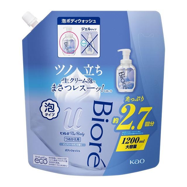 Kao Biore u The Body Foaming Toilet, Purely Soap Scent, Refill, 1200ml