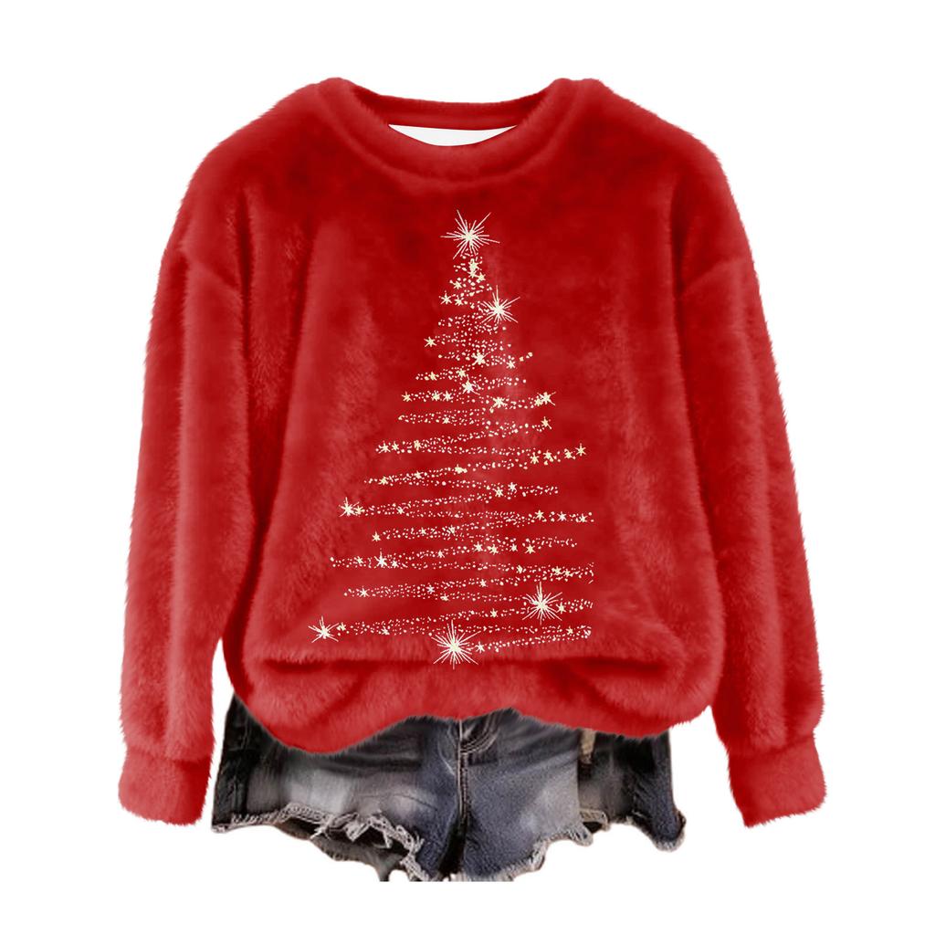 Women's Fashion Casual Round Neck Long Sleeve Top Printed Pullover Sweatshirt