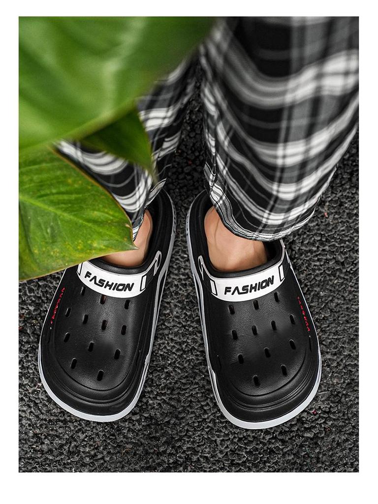 סנדלי אי.וי.איי קיציים נושמים לגברים: נעלי חוף קלות משקל, סוליה רכה, בוהן סגורה, לשימוש כפול