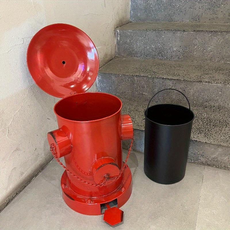 1 ks Retro Ošuntělý Železný Odpadkový Koš, Kovový Odpadkový Koš Odolný Proti Zápachu Ovládaný Nožním Pedálem, Vintage Industriální Červené Víko, Klasický Design Sochy