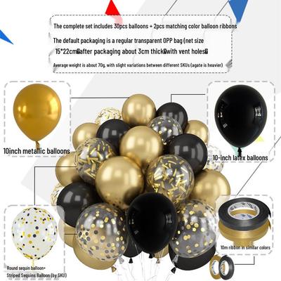 Schwarz-Gold 30-teiliges Ballon-Set für Abschlussfeier, Geburtstag oder Hochzeitsfeier Dekorationen