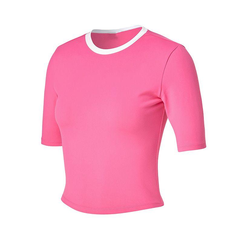 

2025 Summer New Arrival Short Sleeve Bud Short Skirt Sports Suit High Elastic Golf Tennis Skirt Suit Pink short T M