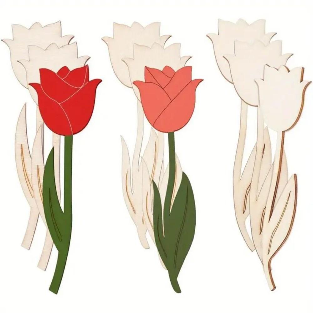 30 PCS DIY Wooden Flower Ornament Creative Funny Rose Painting Crafts Decoration Mother's Day Gifts Valentine's Day