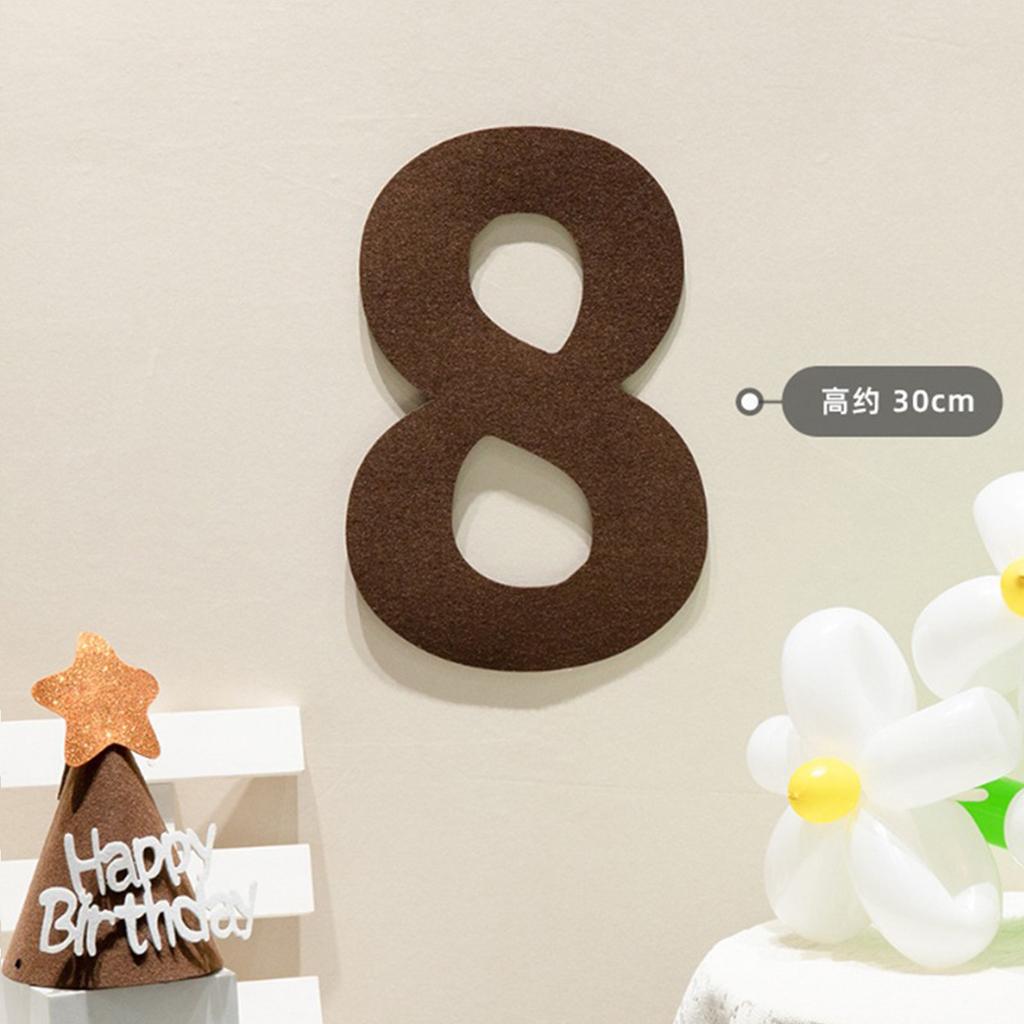 Brązowy Filcowy Baner Znak Happy Birthday Boho 1. 2. Urodziny Dekoracja Szurek Sznurek Wisząca Flaga Numer Dekor Dziecko Baby Shower