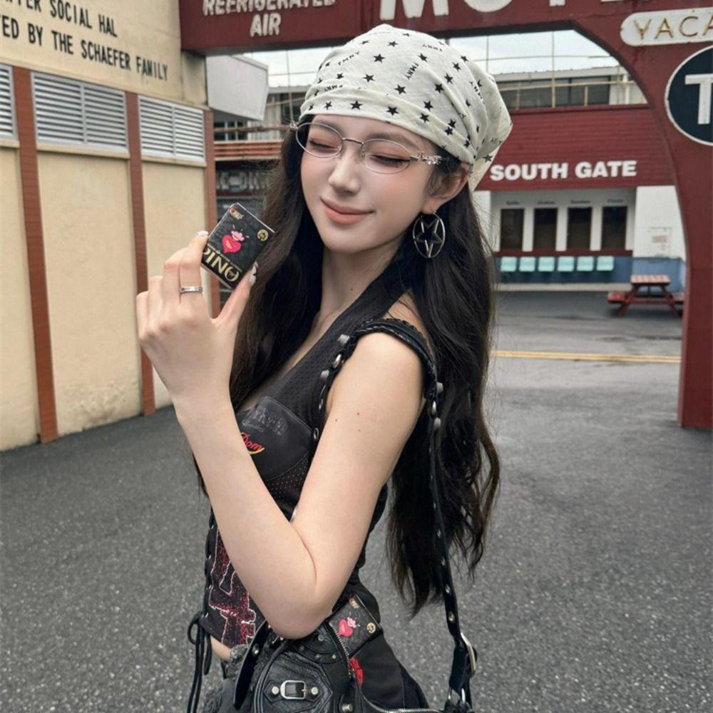 Star Leopard Print Headscarf All-match Punk Bandana Retro Y2k Print Turban  Spice Girls