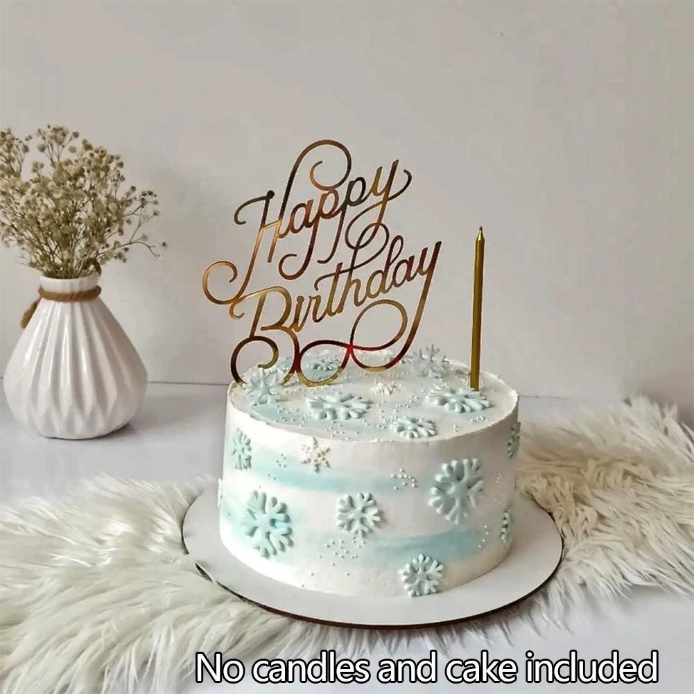 Nová dětská narozeninová party boční vlaječka na dort pro miminko Dárek Zlatý akrylátový Happy Birthday Dortové ozdoby Dortové ozdoby Potřeby na pečení