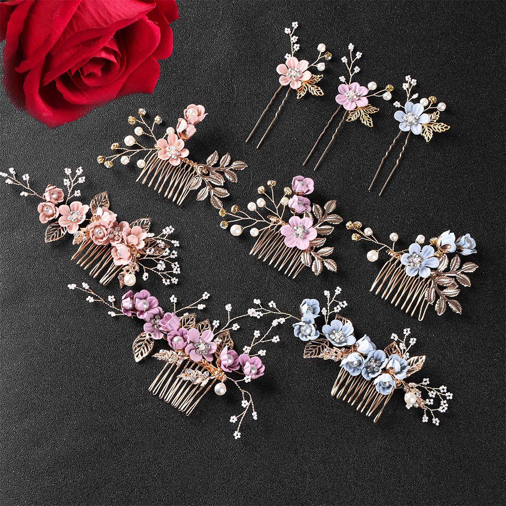 Beautiful Wedding Bride Hair Jewelry Hair Combs Flower Hair Pin Bridal Clips Leaves Tiara