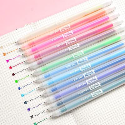 12-teiliges Farbgel-Tintenstift-Set, Kugelschreiber, 0,5 mm, transparenter Körper, bunter Marker, Liner, Textmarker, Zeichenstifte für Büro und Schule