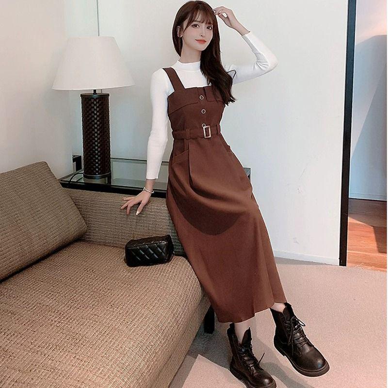 French Style Corduroy Camisole Dress Set - Autumn/Winter Collection S