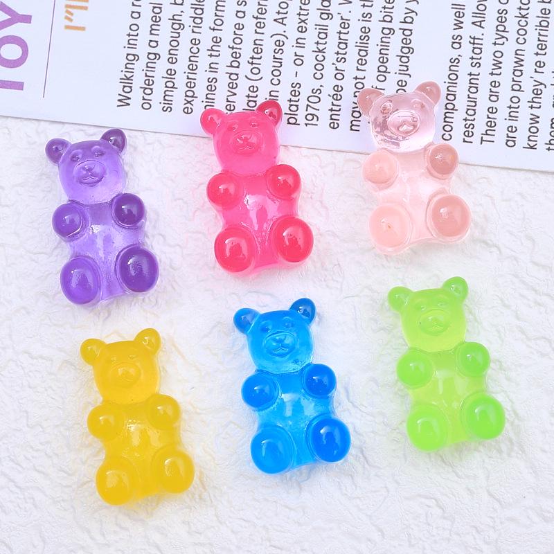 Large Translucent Bear Cartoon Cream Resin Charms for Crocs & DIY Jewelry Hair Clip Accessories