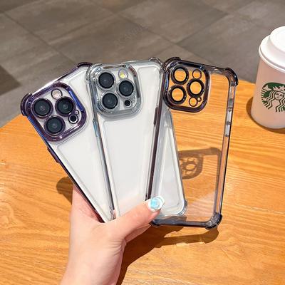 Vier Ecken Verdickung Stoßfest Galvanisiert Silikon Weiche Hülle Für Iphone 15 Pro Max 14 Plus 13 Promax 12 11 X Xr Xs Se 8 7 Hülle