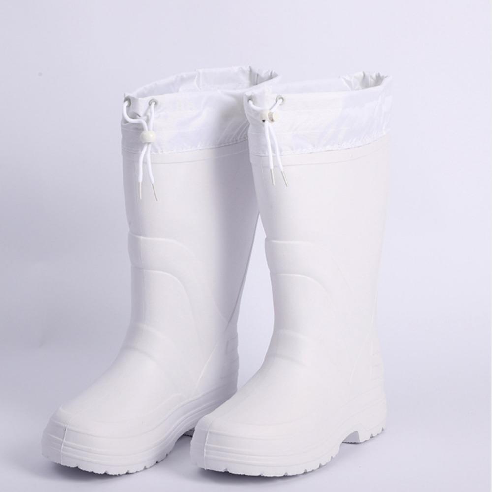 Sapatos de chuva brancos masculinos botas altas inverno calor antiderrapante botas de água botas de trabalho EVA sapatos masculinos sapatos antiderrapantes para trabalho de cozinha