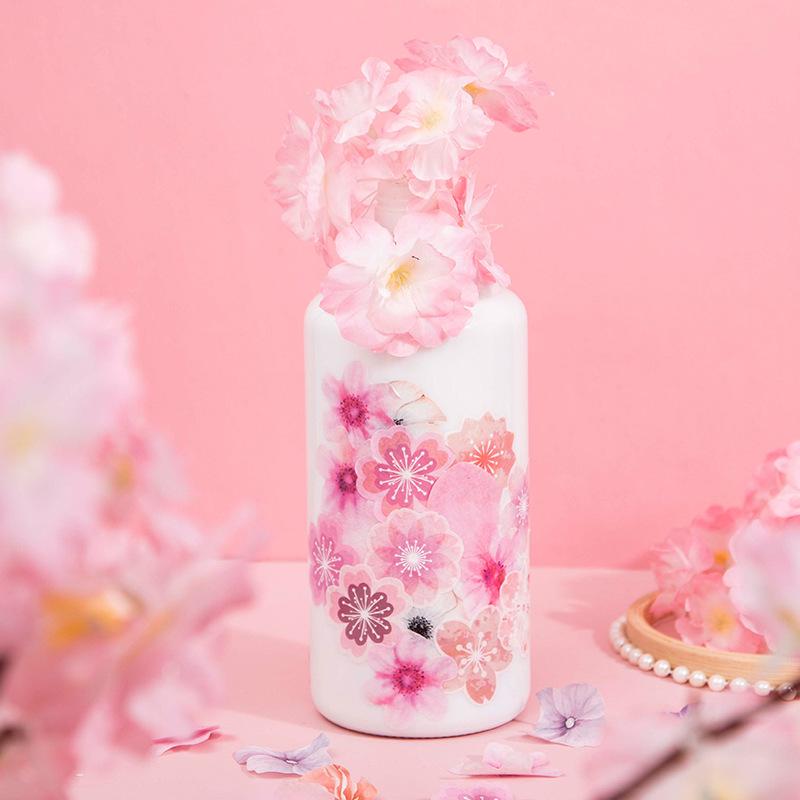 Cherry Blossom Blooming Washi Tape - Japanese Style Floral Stickers for Journals