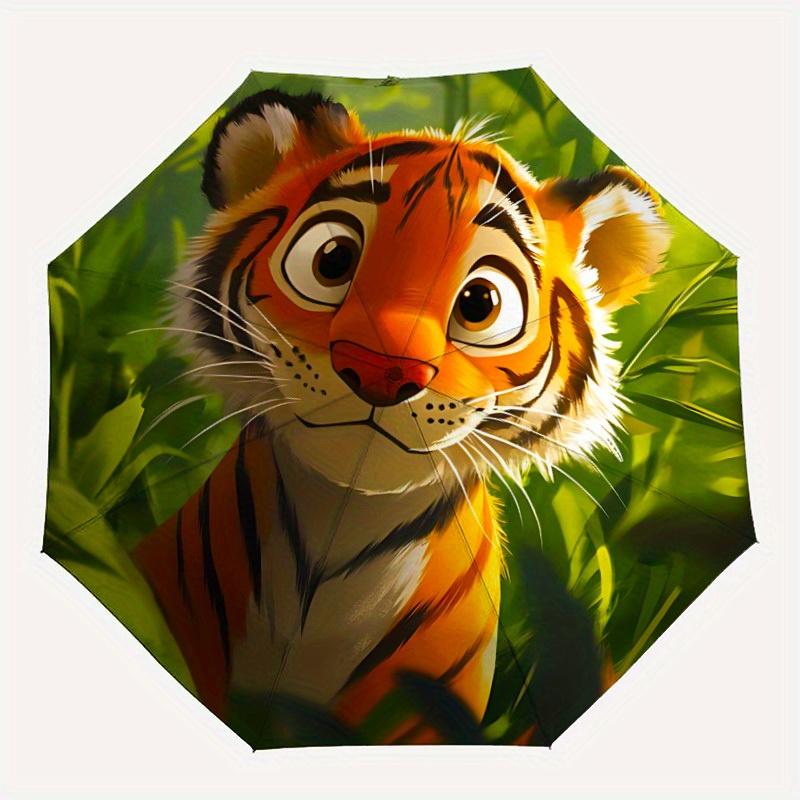 

1pc Tiger Cub Umbrella - 8-Rib Automatic Open/Close, Fashionable Compact Umbrella for Outdoor Adventures yy250813188