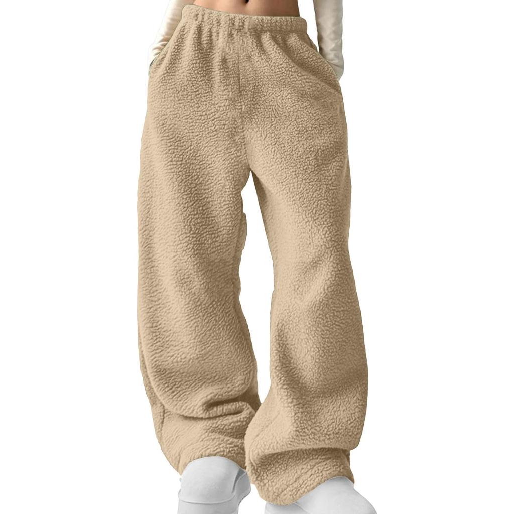 Baggy Sweatpants For Women Winter Warm Plush Wide Leg Joggers Workout Hiking Running Sweat Pants With Pockets