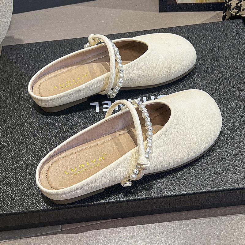 Flat Bottom Soft Bottom Bag Head Half Slippers Women's Outer Wear 2025 New Spring and Summer Cool Slippers Mary Jane Gentle Evening Shoes