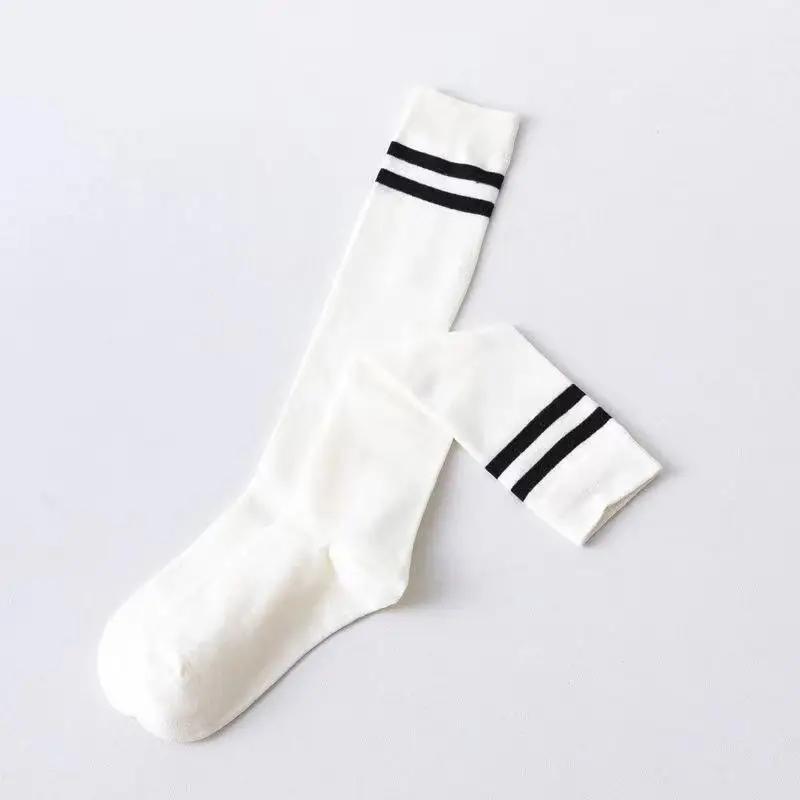 Sports Style Calf Socks Japanese Korean Student JK Stripe College Style Girl Cotton Socks Pile Up Socks Baseball Stockings